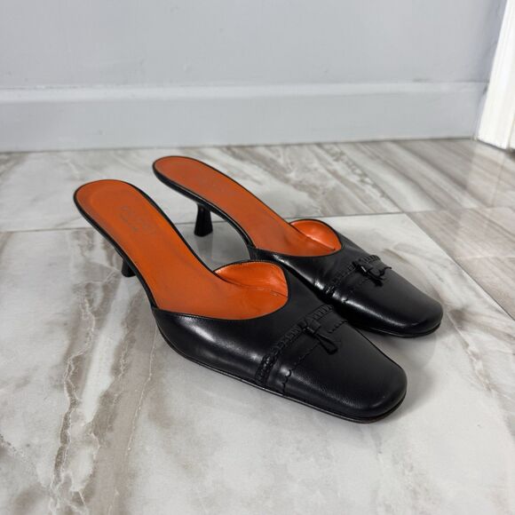 Gucci Shoes - Rare Vintage Tom Ford Gucci Black Leather Square-Toe Mule Kitten Heels Sz 10B